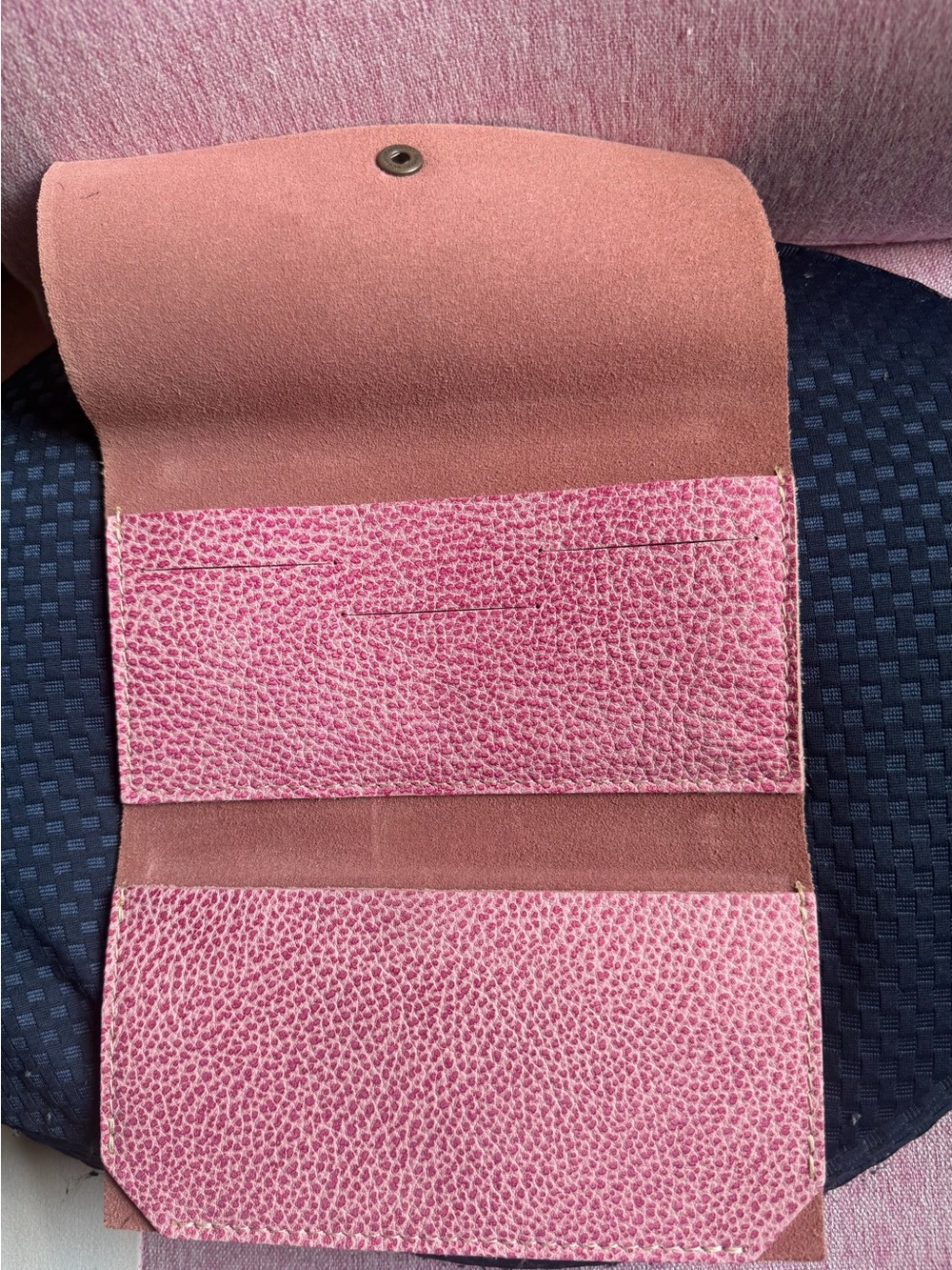 Bubblegum Pink Pebbled PLG Portland Leather Goods Rancher Wallet Stamped - Picture 5 of 9
